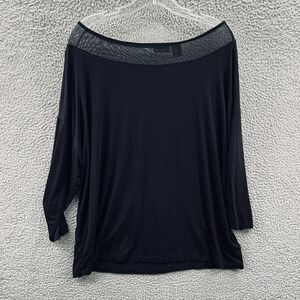 Tahari Womens Minimalist Top 1X Draped Flowy Elevated Basics Sheer Mesh Stretch